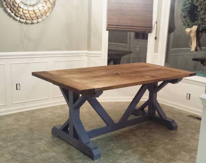 Ana white farmhouse table fancy plans dining diy dimensions farm tables kitchen trestle rustic style house build patio woodworking wood