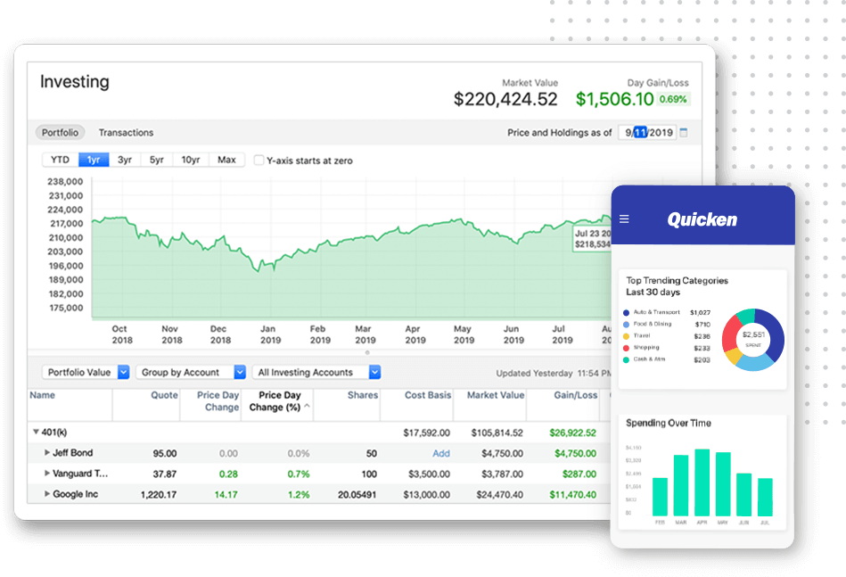 Quicken software accounting screenshots reviews demo